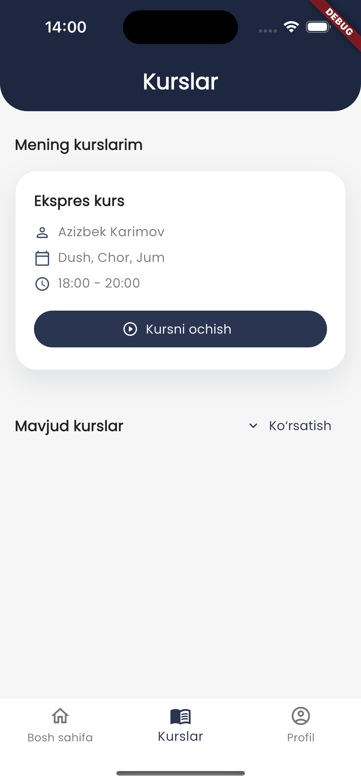 HaydovchiPro jonli kurs ekrani